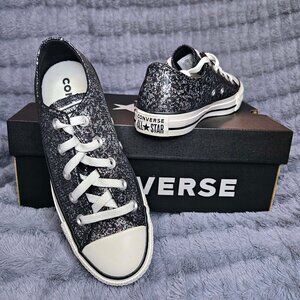 Converse Chuck Taylor All Star Black Glitter Low Top, Women's US 6 NEW!